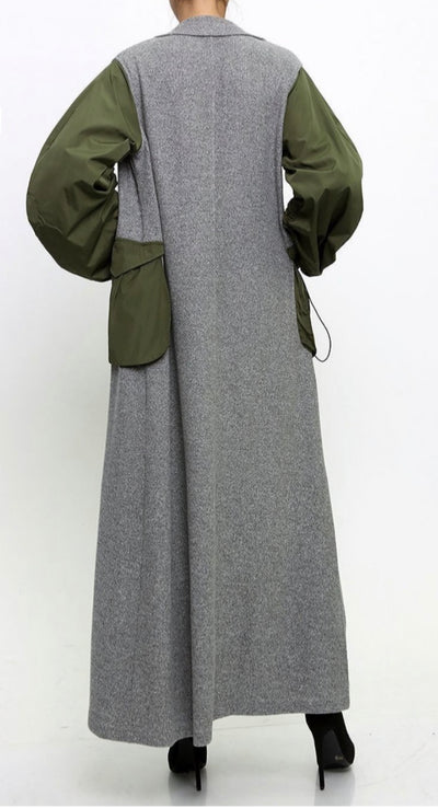Gray and Olive Long-Sleeve Jacket