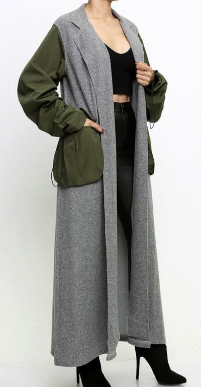 Gray and Olive Long-Sleeve Jacket