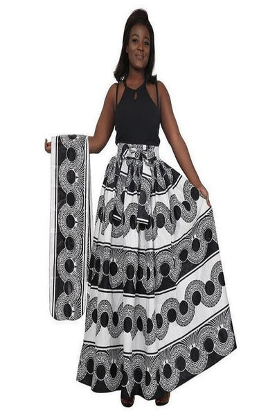 Ankara Print Long Skirt with Head Wrap - Jae' Nichole's Fashion Salon
