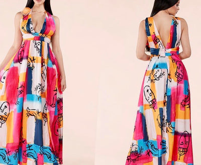 Multi-Color Art Gown - Jae' Nichole's Fashion Salon